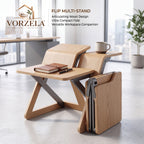 𝑽𝑶𝑹𝒁𝑬𝑳𝑨™ Flip Multi-Stand – Foldable Articulating Wood Multi-Tier Desk & Compact Workspace Riser