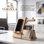𝑽𝑶𝑹𝒁𝑬𝑳𝑨™ Sleek Bedside Valet & Desk Organizer – All-in-One Wooden Phone Stand, Watch Hanger, Glasses Tray & EDC Catchall Station for Nightstand & Office