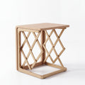 𝑽𝑶𝑹𝒁𝑬𝑳𝑨™ Orbital Folding C-Shaped Side Table – Articulated Space-Saving Wooden End Table for Sofa, Couch & Office Chair