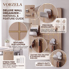 𝑽𝑶𝑹𝒁𝑬𝑳𝑨™ Luxury Modular Wall Organizer – Minimalist Grid Pegboard with Multi-Functional Trays, Hooks & Pen Holder for Home Office & Entryway