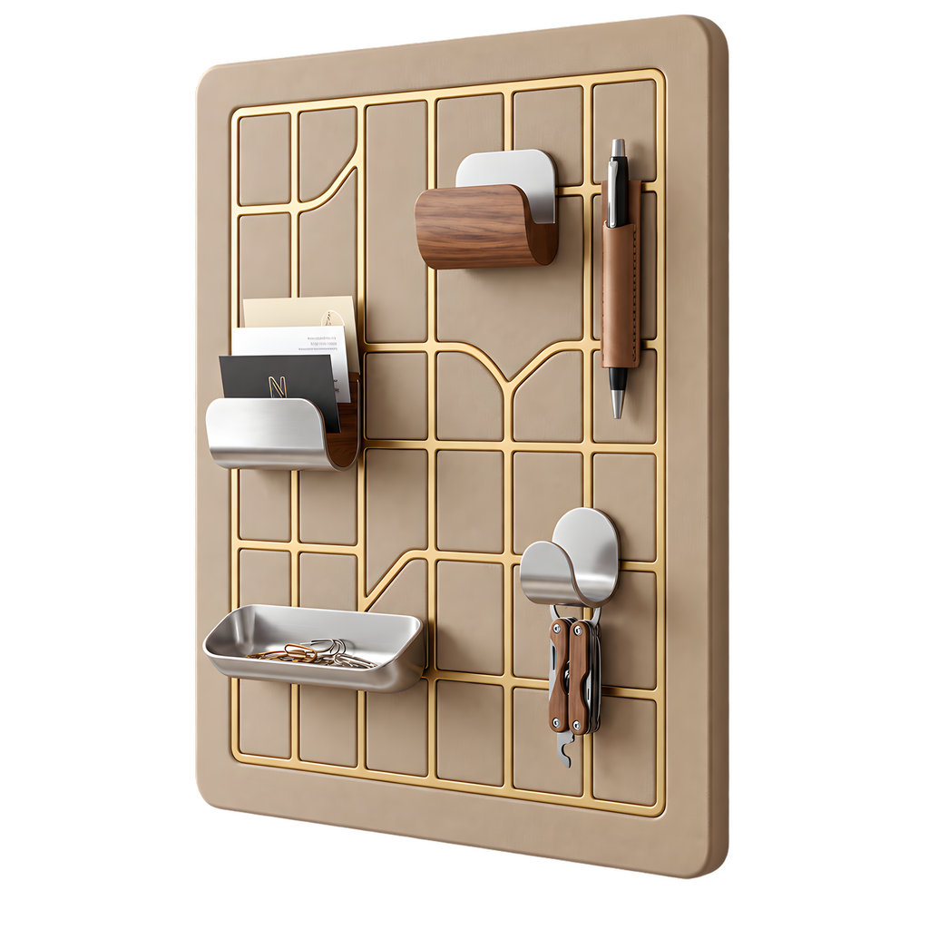 𝑽𝑶𝑹𝒁𝑬𝑳𝑨™ Luxury Modular Wall Organizer – Minimalist Grid Pegboard with Multi-Functional Trays, Hooks & Pen Holder for Home Office & Entryway