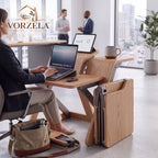 𝑽𝑶𝑹𝒁𝑬𝑳𝑨™ Flip Multi-Stand – Foldable Articulating Wood Multi-Tier Desk & Compact Workspace Riser