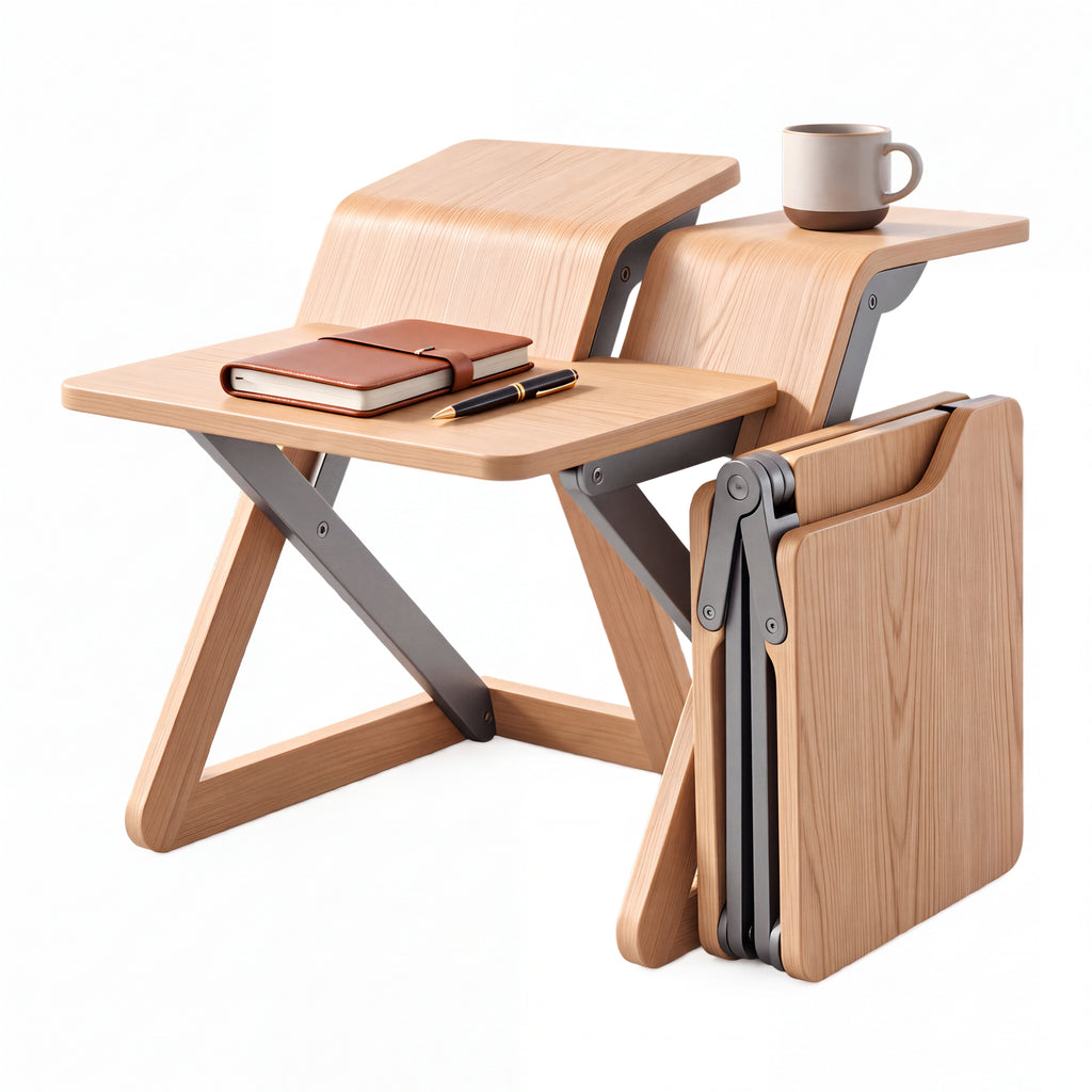 𝑽𝑶𝑹𝒁𝑬𝑳𝑨™ Flip Multi-Stand – Foldable Articulating Wood Multi-Tier Desk & Compact Workspace Riser