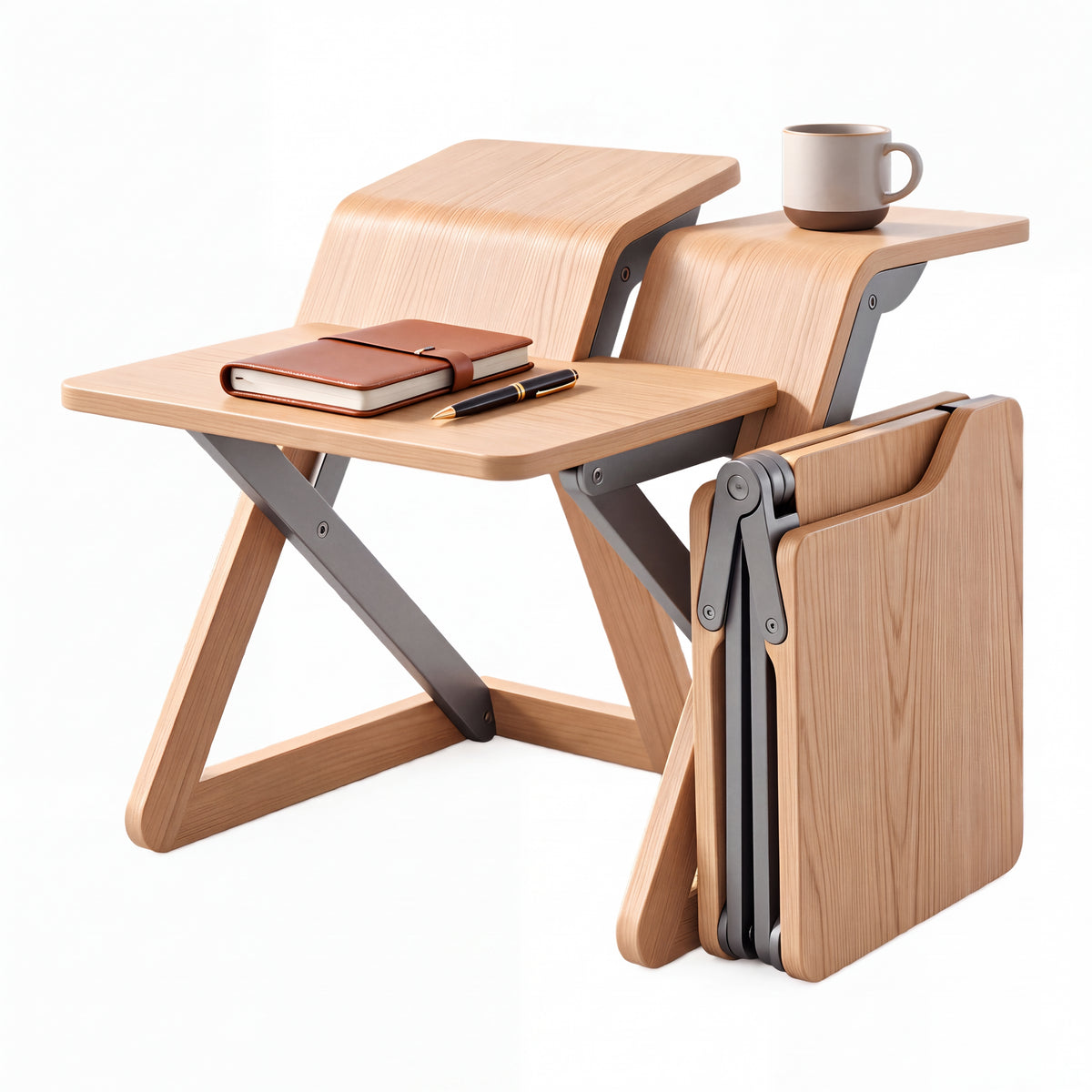 𝑽𝑶𝑹𝒁𝑬𝑳𝑨™ Flip Multi-Stand – Foldable Articulating Wood Multi-Tier Desk & Compact Workspace Riser